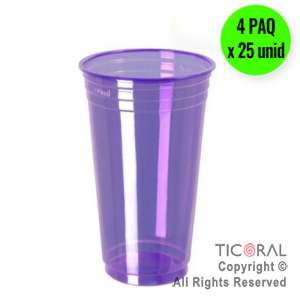 VASO NEON FLUO 300CC VIOLETA ROXO COPOBRAS (4 pack x 25 unidades)